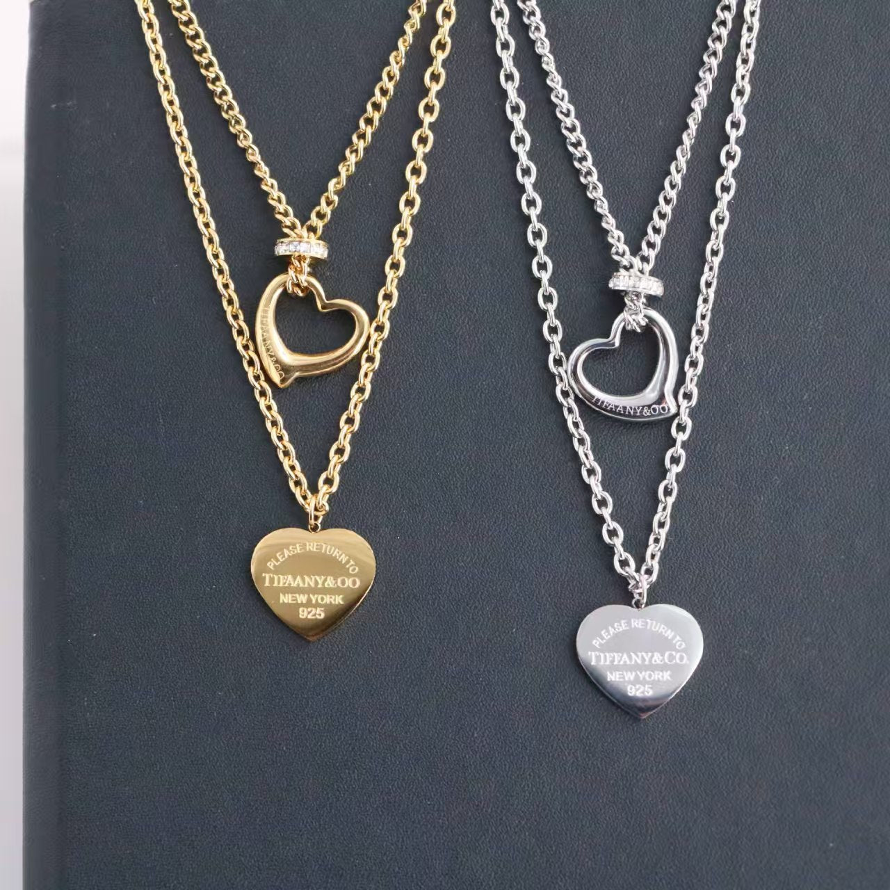 TF Double Chain necklace with heart