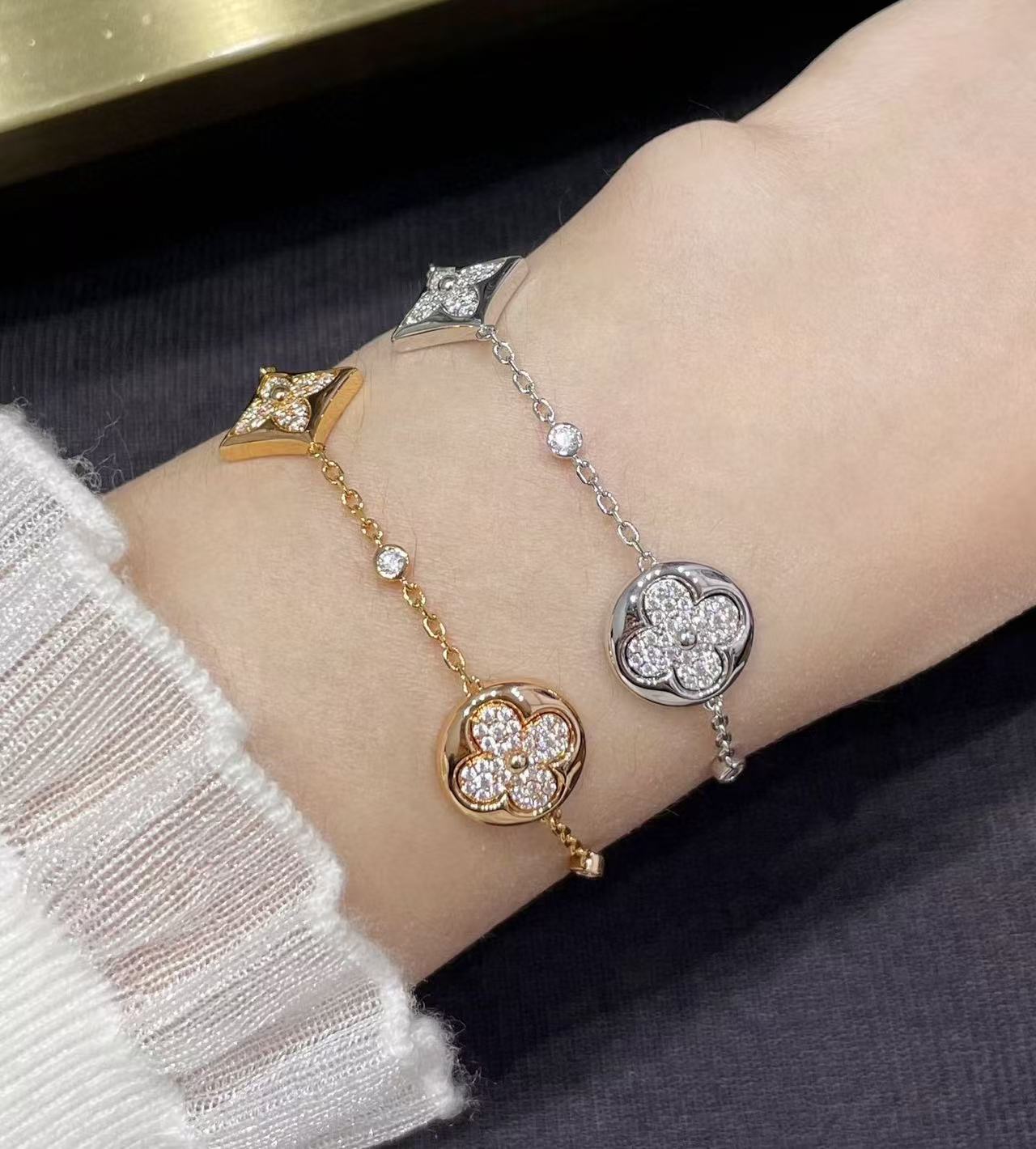 Lulu bb blossom 4 blossom full diamond bracelet-Top tier