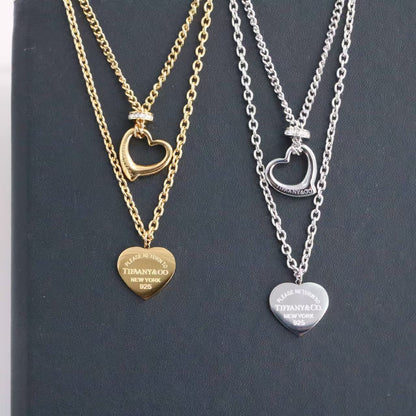 TF Double Chain necklace with heart