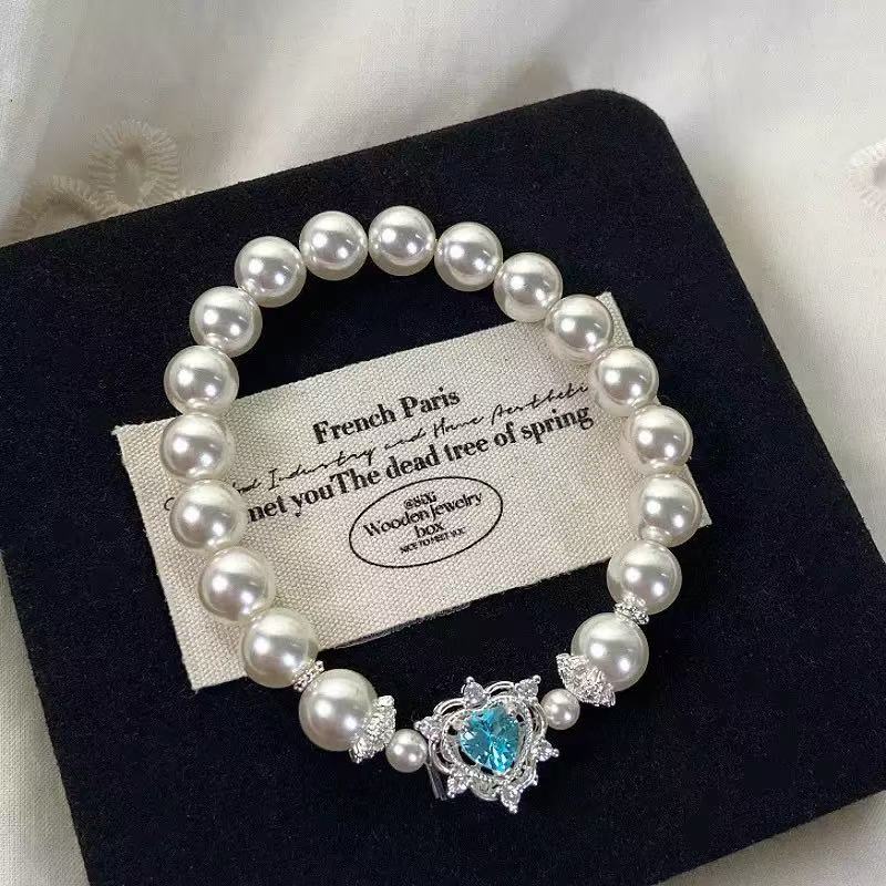Dreamy Heart Crown Pearl Bracelet with a matching necklace & earrings set