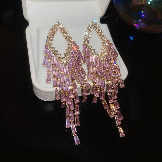 Pink Shinny Long Earrings