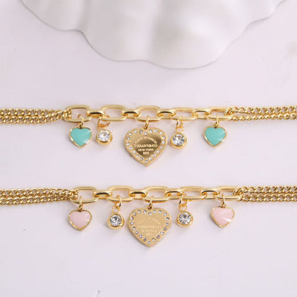 TF Double Chain bracelet with heart