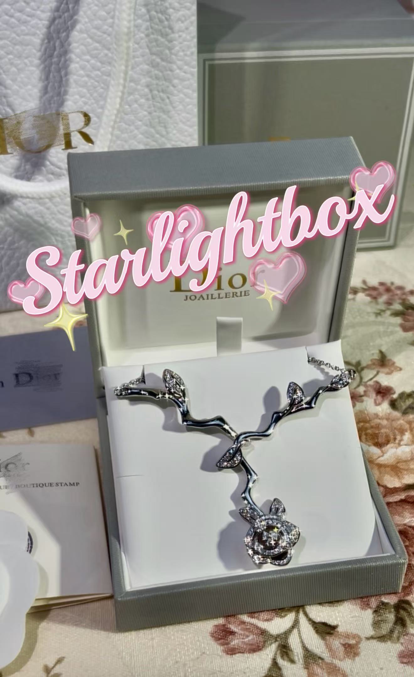 DD rose necklace with packaging