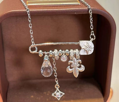 Sparkling Bow Pearl Bracelet &Necklece