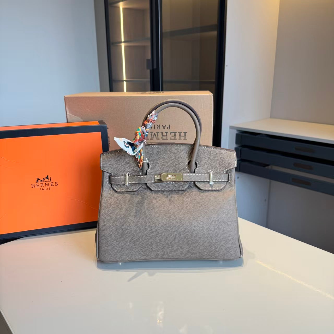 HerHer Birkin bag -18etoupe/taupe grey