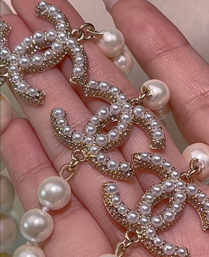 CC long pearl necklace-100th Anniversary Collection