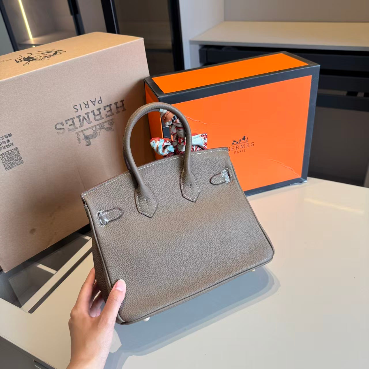HerHer Birkin bag -18etoupe/taupe grey