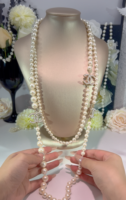 CC long pearl necklace-100th Anniversary Collection