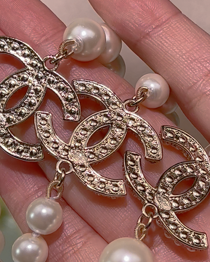 CC long pearl necklace-100th Anniversary Collection