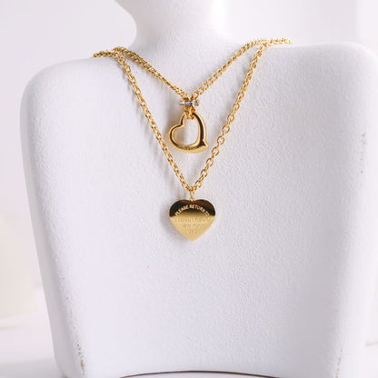 TF Double Chain necklace with heart