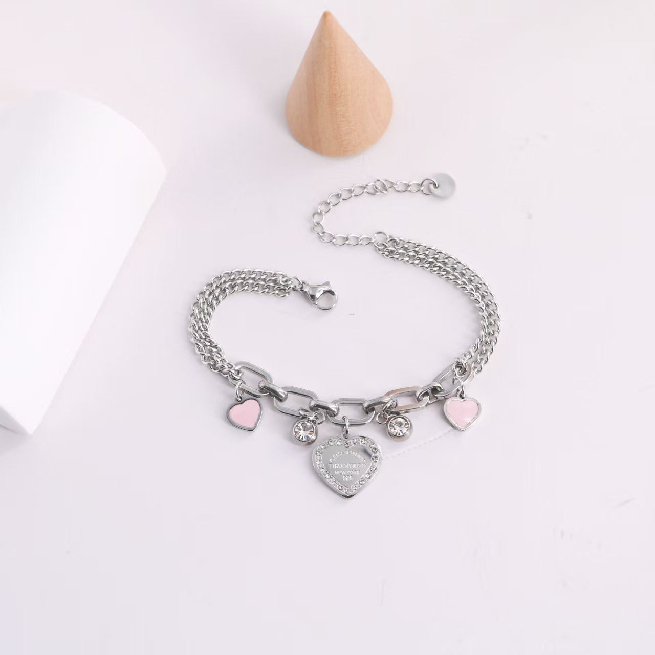 TF Double Chain bracelet with heart