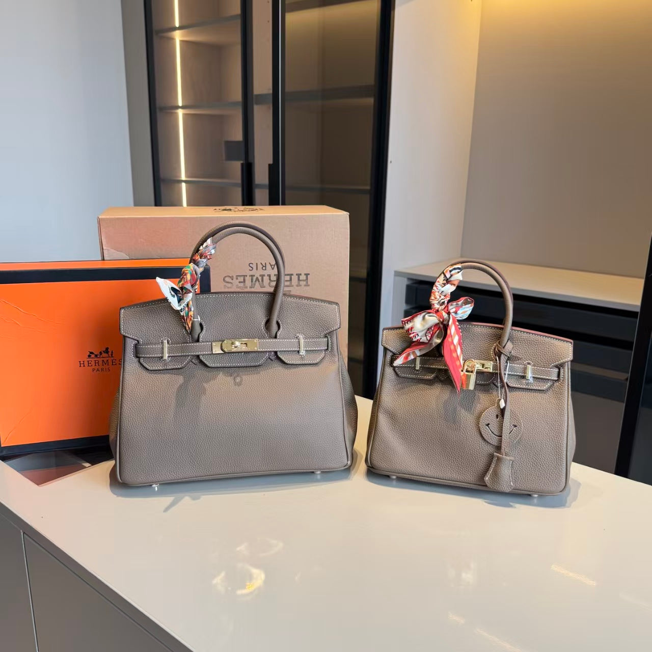 HerHer Birkin bag -18etoupe/taupe grey