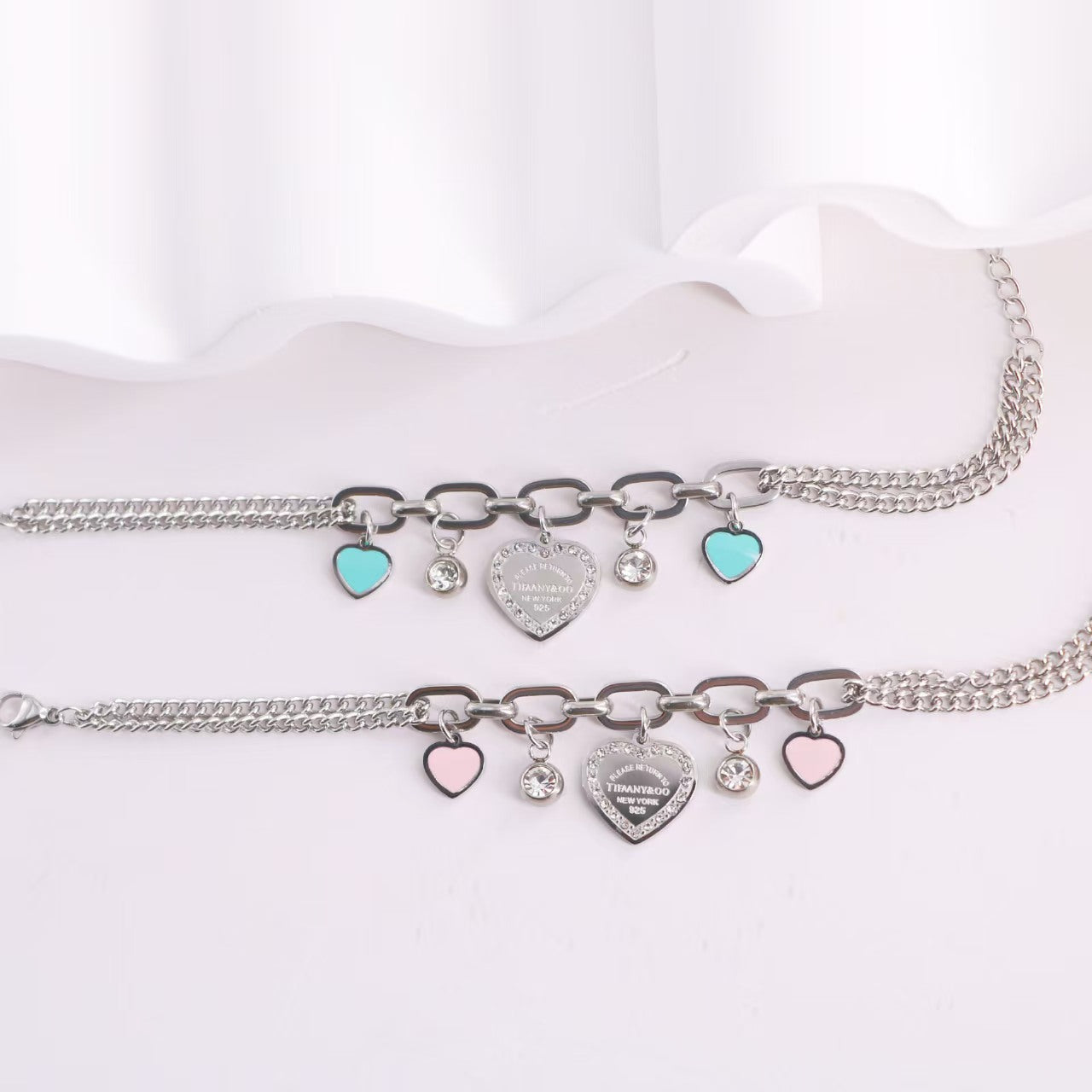 TF Double Chain bracelet with heart