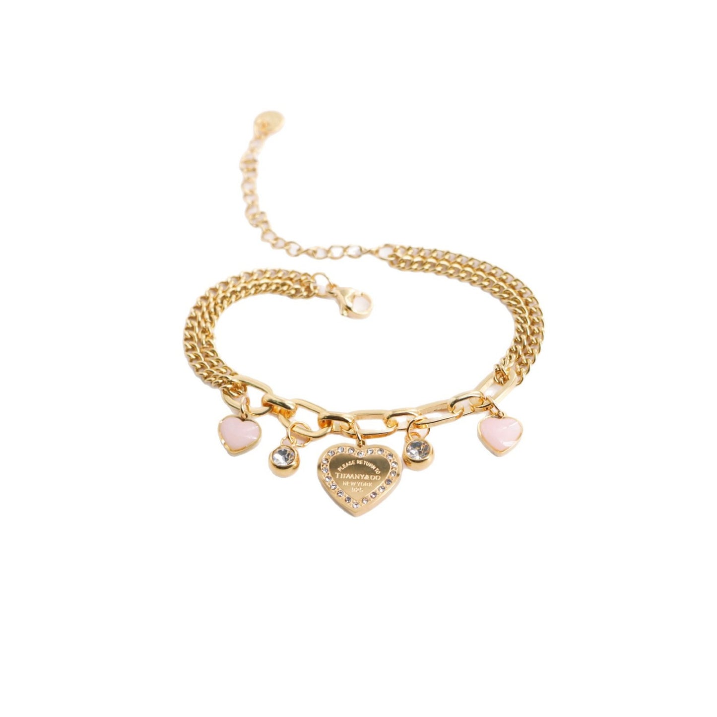 TF Double Chain bracelet with heart