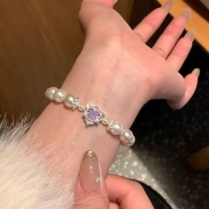 Dreamy Heart Crown Pearl Bracelet