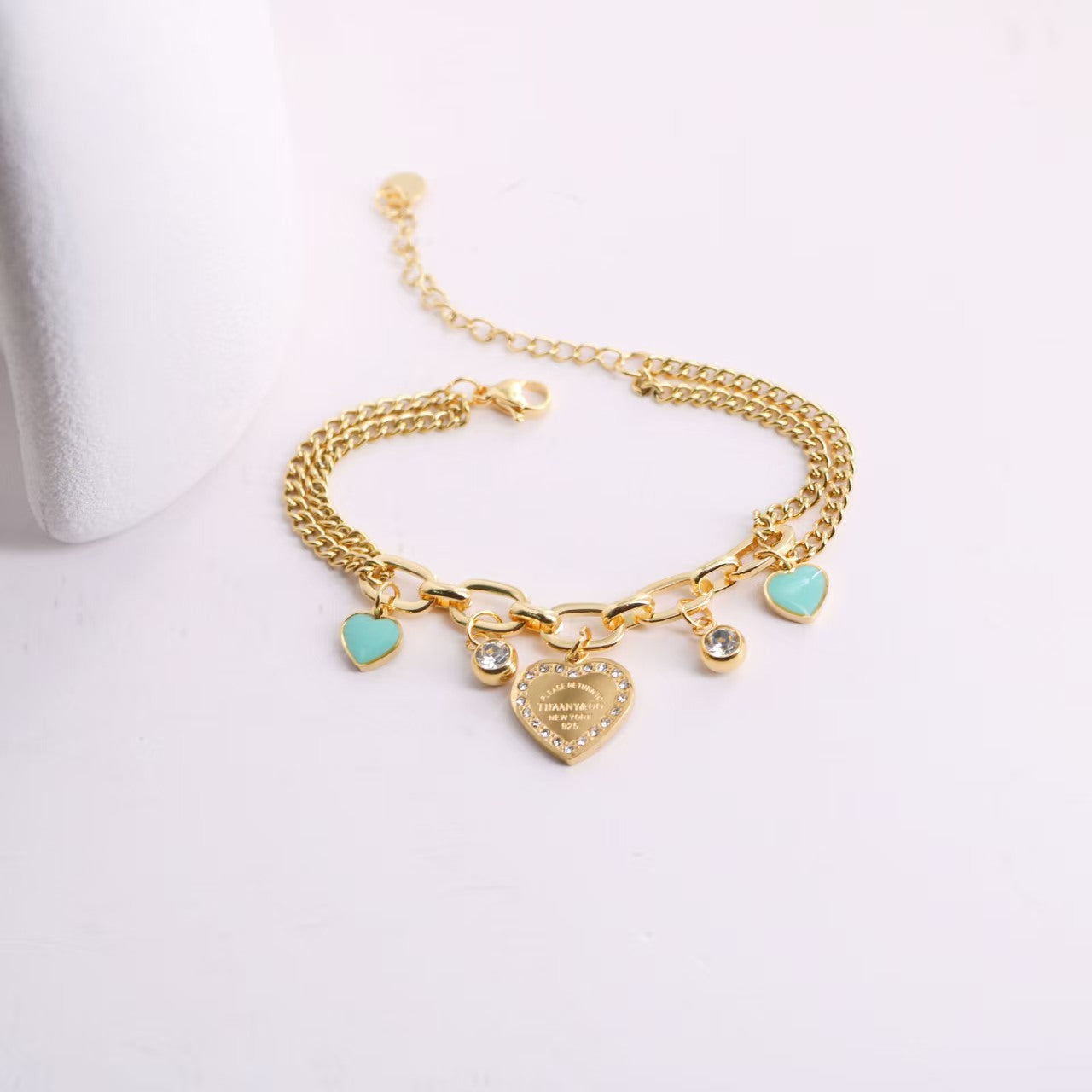 TF Double Chain bracelet with heart