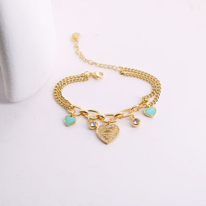 TF Double Chain bracelet with heart